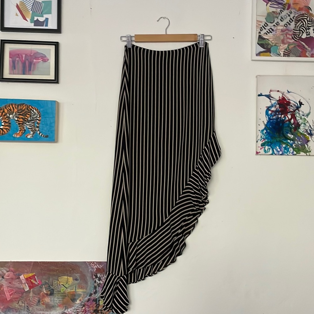 Reformation cha cha skirt stripes and ruffles sz 0